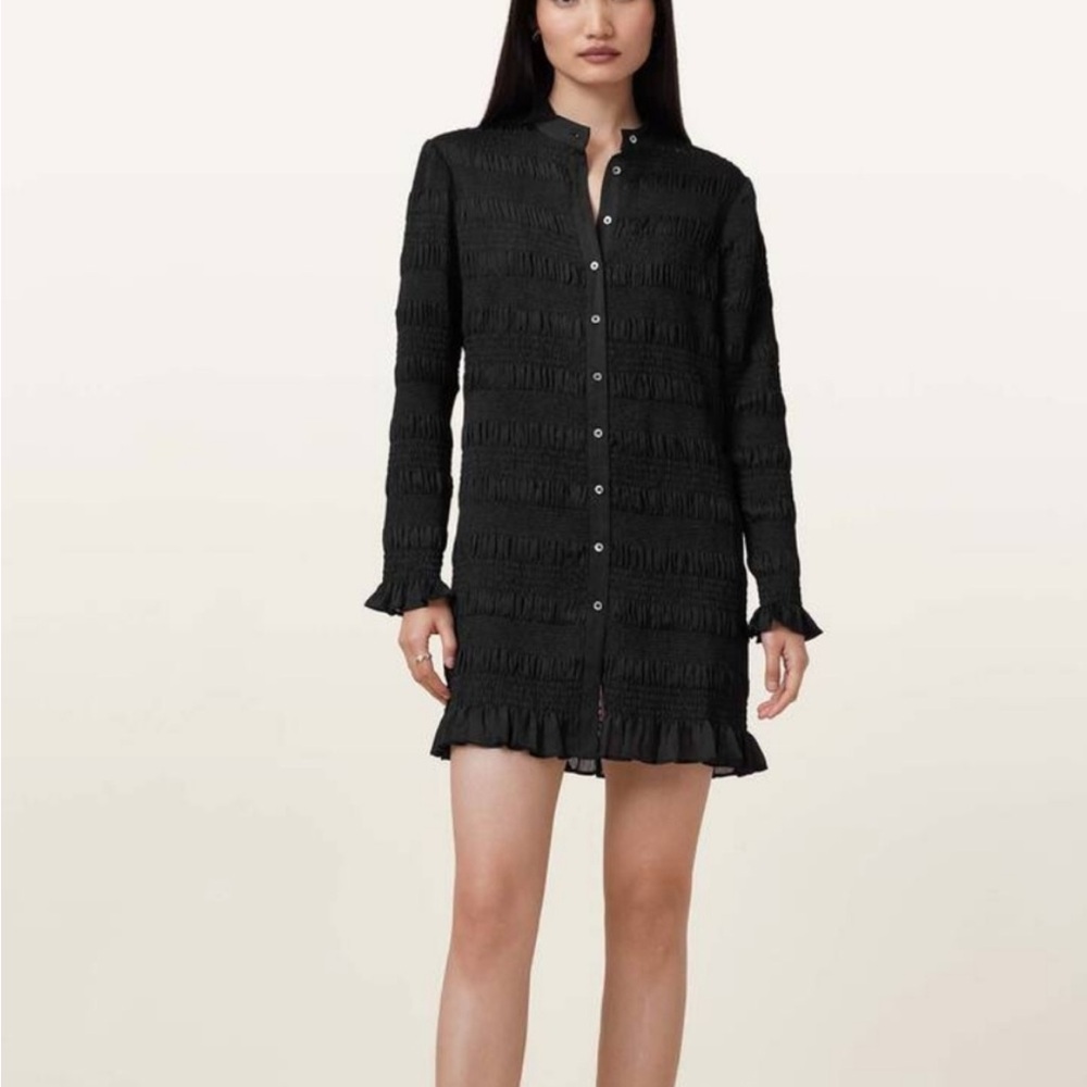 All Saints Meg Long Sleeve Ruffle Mini